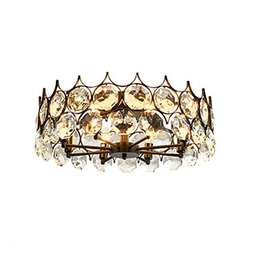 Plafonnier contemporain en cristal doré luminaire LED de salon 60cm