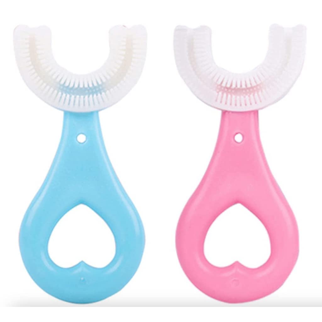 U Shaped Kids Toothbrush for Kids 3-5 Years Children U Shape Toothbrush Baby Brush Teeth Cleaner Silicone Tooth Brush Head 360 Degree Cleansing Infant Toothbrush (Multicolor) (2 Pcs)-picture-35