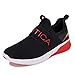 Nautica Men's Casual Fashion Sneakers-Walking Shoes-Lightweight Joggers-Steeper Sport-Black Red-9.5