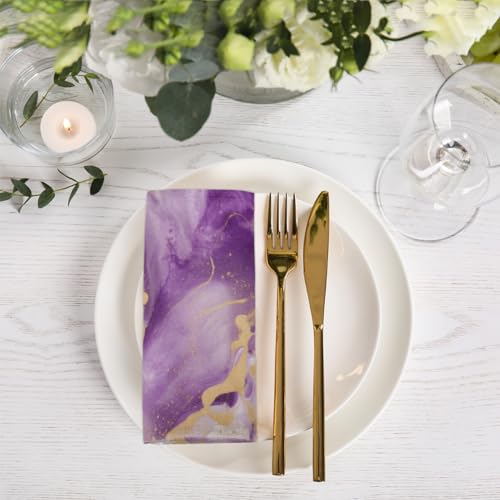 Servilletas de Tela Marmol Morado Oro Set 6 20x20 miniatura 6