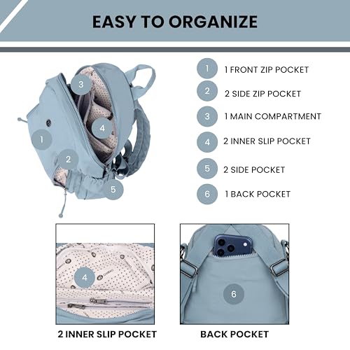Image of Women Backpack for College, Office, Travel, Daily Use, Outdoor, Lightweight Water Resistant Nylon Stylish Daypack Bag with Multiple Pockets, Adjustable Straps, Durable Zipper