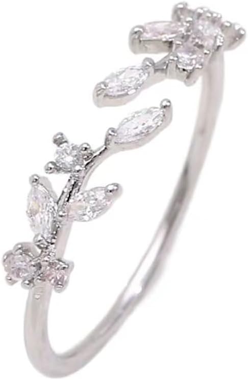 Adjustable Open Gold Ring for Women, Cute Dainty Leaf Rings, Stackable Statement Jewelry for Daily Wear