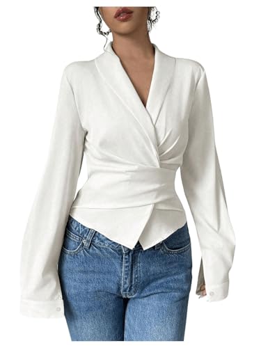 トップス APRON TOPS &BIG COLLAR DRAWSTRING BLOUSE 41z0yfPaRtL.jpg