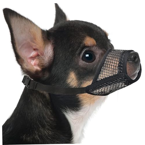 Neptuiby Small Dog Muzzle, Soft Small Dog Muzzle, Breathable Mesh Puppy Muzzles to Biting, Chewing & Barking - Black, XXS (3.94-5.12 Inch).