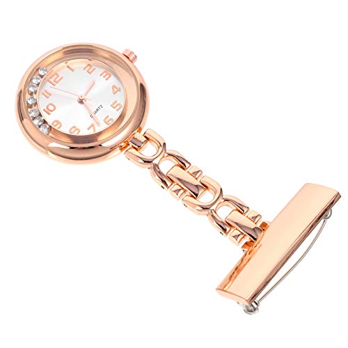 Hemobllo Nurse Watch Nurse Fob Watch Nursing Watch with Second Hand Clip Watch Lapel Watch Clip on Nursing Watch Rose Gold