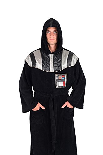 Star Wars Darth Vader Hooded Bathrobe for Men/Women | Soft Plush Spa Robe for Adults | Lightweight Fleece Shower Robe With Belted Tie | One Size Fits Most Adults