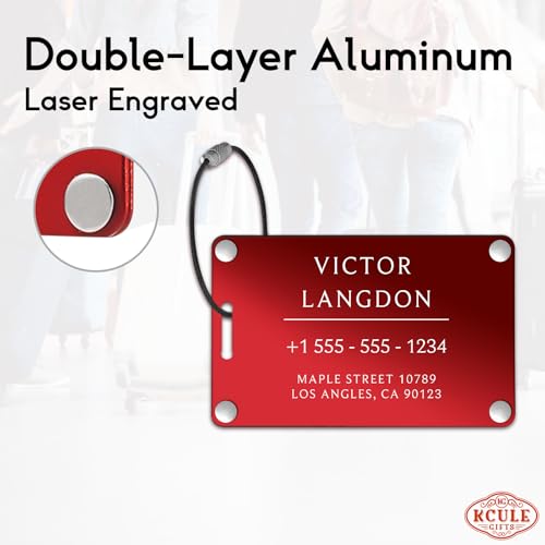 Luggage Tags for Suitcases 4 Pack: Personalized Luggage Tags for Backpacks & Bags Tags with Coustomizable Texts (Red)2