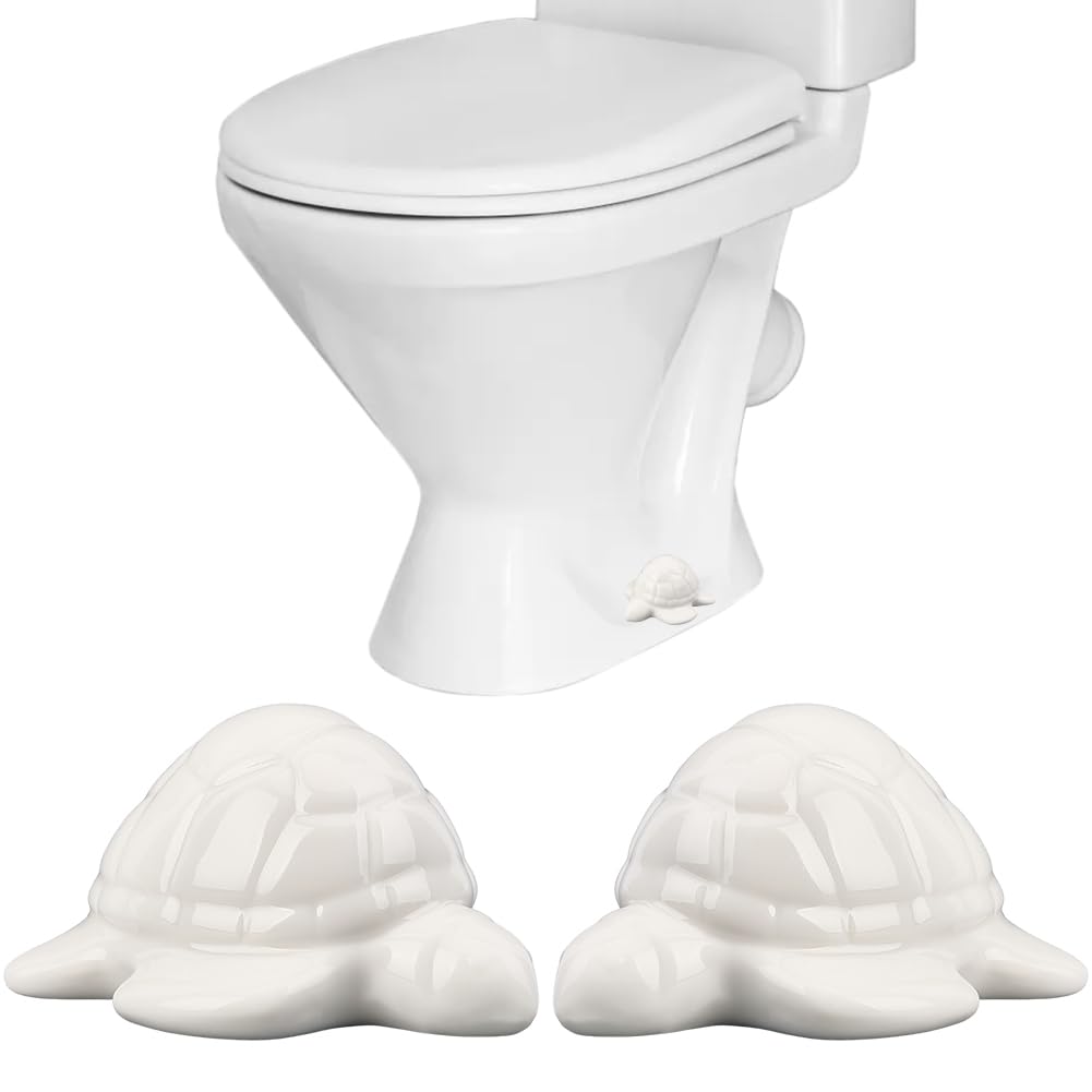 CREATCABIN 2 Pack Turtle Toilet Caps Ceramic Toilet Bolt Cover White Coastal Sea Ocean Beach Animals Bathroom Knob Cover Ornament Decor for House Home Bathroom Lavatory Bowl Screws Accessories