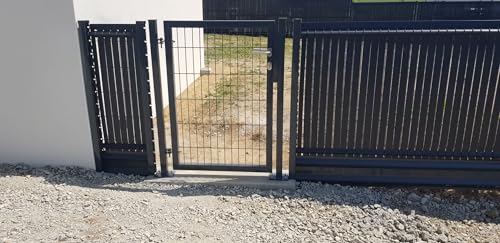 Portillon en acier galvanisé anthracite 1m x 1.53m pour clôture rigide de jardin