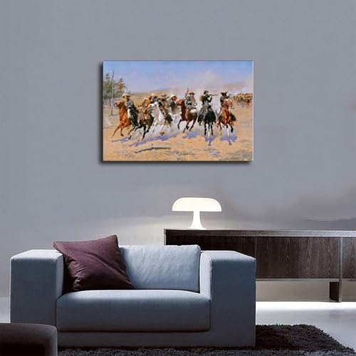 Impression sur toile A Dash for The Timber Frederic Remington avec cadre tendu - 5