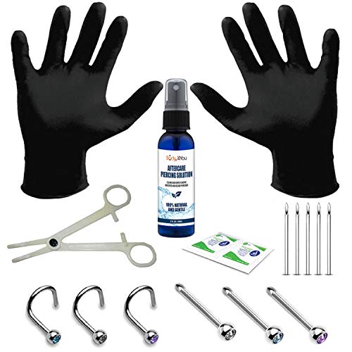 BodyJ4You 15PC PRO Piercing Kit Aftercare Saline Spray 20G Nose Screw Rings Studs Steel Body Jewelry