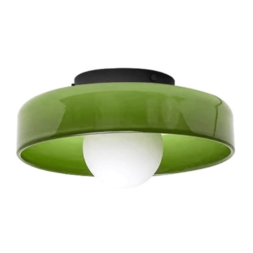 KXEcoLife Modern Glass Bowl Ceiling Light Fixture E27 Vintage Pendant Lighting for Kitchen, Bedroom, Bathroom & Corridor - Stylish Orange Flush Mount Chandelier