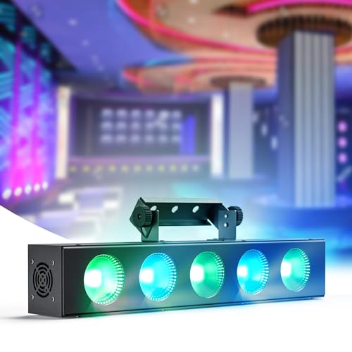 LED Stage Wash Light Bar 50W,5PCS LEDs 4 in1 RGBW COB DJ Lights Bar with DMX & Sound Activated Control Auto Play Master Slave Modes Uplight for Wedding Live Show Stage Lighting Party