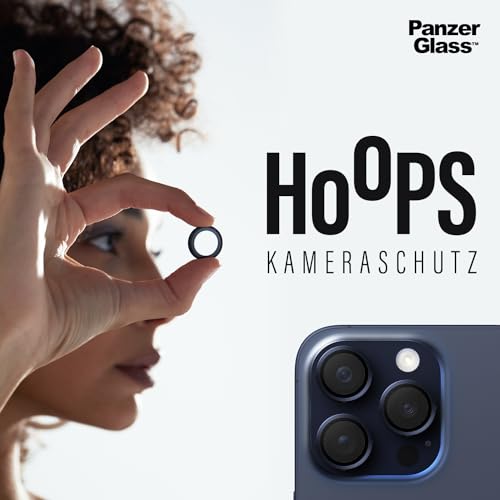 PanzerGlass™ Ti Hoops Kameraobjektivschutz für das Apple iPhone 15 Pro | Pro Max - Schutz mit Stil, stoßfestes Glas, blau titanium