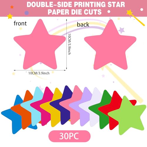 Image of Kisston 360 Pcs Star Cutouts Paper 3.9 Inch Assorted Color Die Cuts for DIY Craft Projects School Classroom Bulletin Board Decor