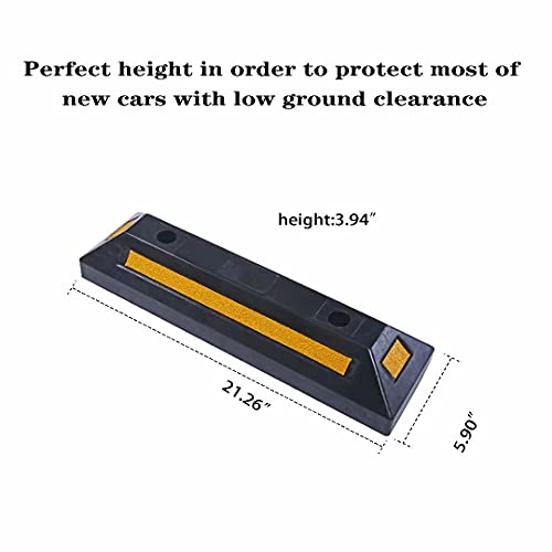 Yonsheng Parking Stopper For Garage Heavy Duty Rubber Parking Block Curb - Wheel Stop With Scatter Glass Reflective Yellow Targets For Car Garage Floor And Truck Rv Stop Aid Indoor Outdoor, 2 Pack #TOP1
