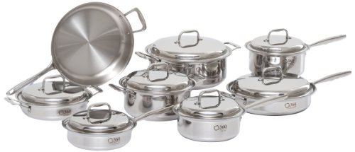 360 Stainless Steel Cookware Set, Handcrafted in the USA, Induction Cookware, Waterless Cookware, Dishwasher Safe, Oven Safe, Surgical Grade Stainless Steel Cookware, Pots and Pans Set (15 Piece Set)