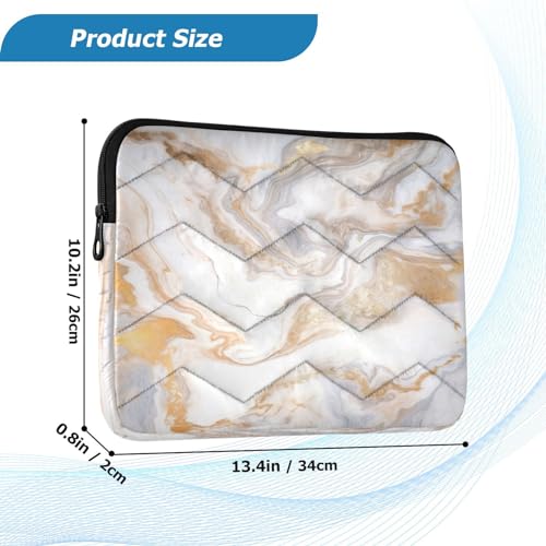 Funda para portátil con diseño mármol blanco y dorado 13-14 pulg. miniatura 3