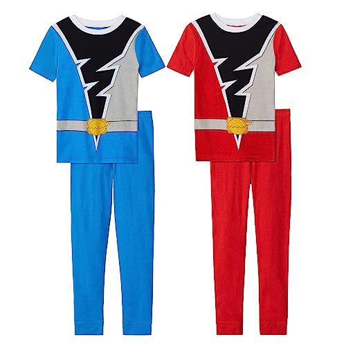 Power Rangers Little/Big Boys 4 Piece Cotton Pajama Set (as1 numeric numeric_6 regular Red and Blue Dino Fury Rangers)