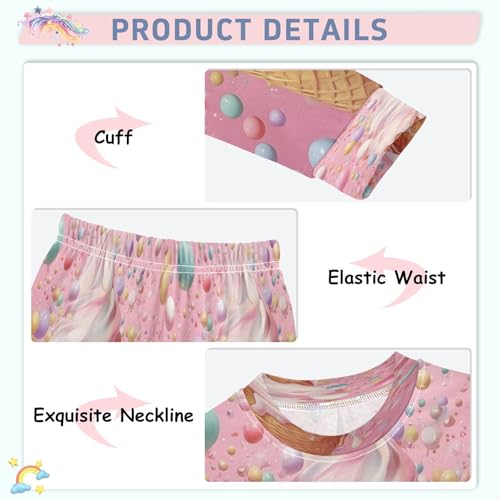ALAZA Lovely Stylish Ice Cream 2 Piece Pajama Set Long Sleeve Top and Pants Sleepwear Unisex4