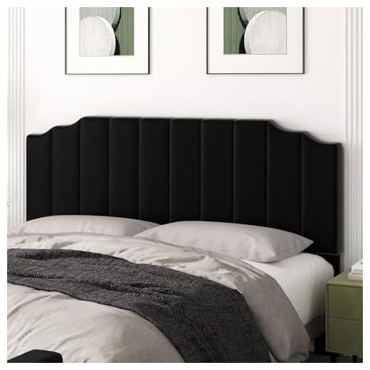 Befurtori King Size Headboard Only, Velvet Wall Mounted Headboard King for Adjustable Bed Modern Upholstered Head Board Easy Assembly, Black