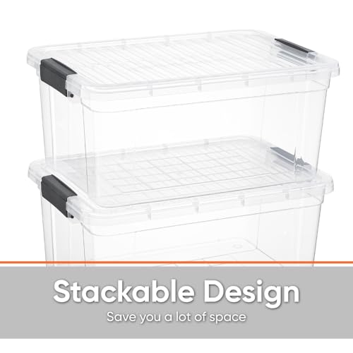 Image of Superio Storage Bins with Lids, Clear Plastic Containers for Organizing, Stackable Totes, BPA Free, Odor Free, Organizer Boxes for Home, and Dorm (2 Pack, 36 Qt)
