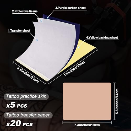 Tattoo Practice Skins 3MM with Transfer Paper - Autdor 25Pcs Thick Tattoo Fake Skin and Stencil Paper Kit Includes 20Pcs Tattoo Paper and 5Pcs Double Sided Blank Tattoo Skin Practice 3mm - Image 3
