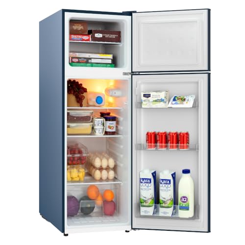 Frigidaire Retro Apartment Size Refrigerator with Top Freezer - 2 Door Fridge with 7.5 Cu Ft of Storage Capacity, Adjustable Spill-Proof Shelves, Door & Crisper Bins, Azure - Image 6