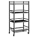WUZMING 4-półki Regał Kuchenny Z Kółkami Wielofunkcyjny Organizer Do Przechowywania Ruchomy Stojące Stal Stojak Do Przechowywania Wózki Dla Kuchnia Jadalnia (Color : Black, Size : 60x38x113cm)