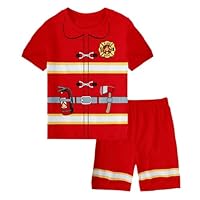 QXDZSW Kids Pajamas Sets Fireman Sleepwear Boys Police Cosplay Pijamas Halloween Pyjamas Children Long Sleeve Tops+Pants 2pcs