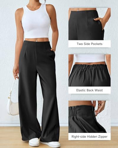 Bsubseach Wide Leg Pants Woman High Waisted Work Business Casual Trousers Dress Palazzo Pants Women Slacks with Pockets4