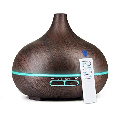 UPSTYLE 550ml Control Remoto Humidificador ultrasónico de Aire Difusor de Aceite Esencial Difusor de Aroma Difusor de Aroma eléctrico Marrón Oscuro