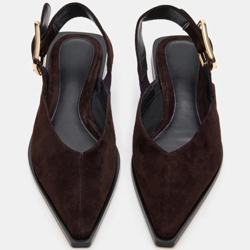 Image of Slingback Flat Shoes for Women Pointed Closed Toe Flat Mule Sandals Casual Comfortable Office Dressy Shoes