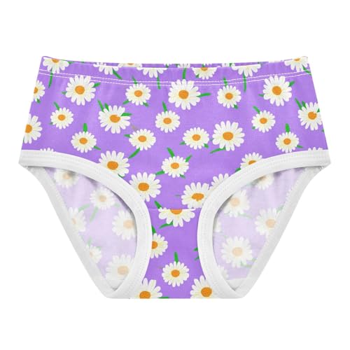 Joisal Cotton Toddler Underwear Floral White Daisies Lavender Purple Cute Panties Girl Cartoon Briefs Kids Undies 2t