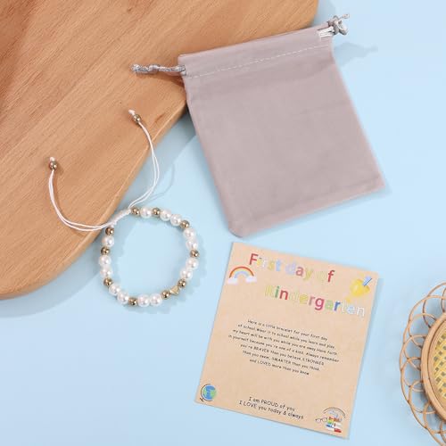 Image of First Day of Preschool Bracelet Back to School Gifts for Kindergarten / Preschool / School Gift Mama and Mini Adjustable Mother Daughter Bracelets as Supplies for Girls to Relieve Study Anxiety