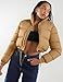 Flygo Women Cropped Puffer Jacket Winter Long Sleeve Quilted Puffy Bubble Padded Short Coats with Drawstring(Khaki-S)