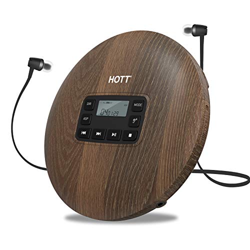 HOTT CD611 Portable CD Player Personal Compact CD Player with LCD Display Anti-Skip Anti-Shock Walkman Small Music CD Player with Headphones USB Cable for Car Home Travel