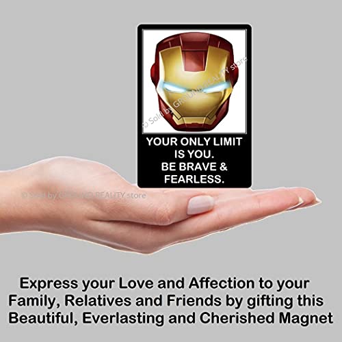 Image of Ironman Nanotech Helmet with Motivational and Inspirational Quotes Waterproof Digital Picture Magnet. Large Size 10cmsx7cms; Multi Color 1 Piece Ironman Office Fridge Magnet Souvenir (AV-45)