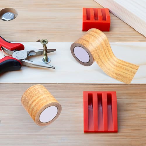 Image of ULTECHNOVO Wood Grain Repair Tape 2-Pack 2.24In X 15Ft Realistic Wood Grain Adhesive Tape for Floor Furniture Cabinet Repair and Home Renovation Easy Peel and Stick