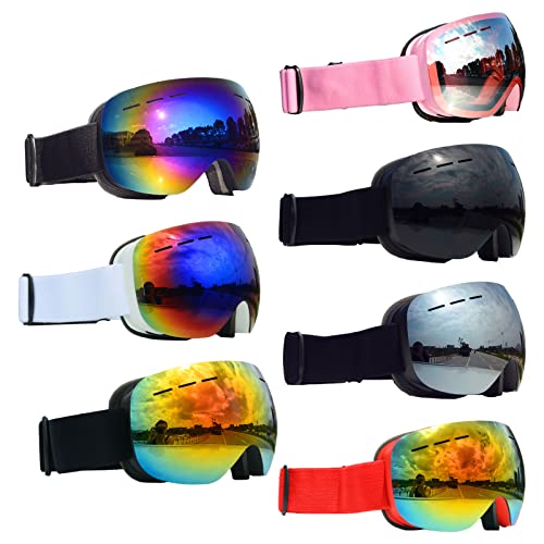 Image of bnf Magnetic Ski Goggles Windproof Glasses for Adults Black Frame Red Lenses | Sporting Goods | Winter Sports | Clothing | Goggles & Sunglasses