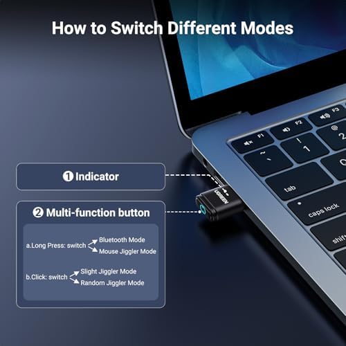 UGREEN Bluetooth 5.3 Adapter Mouse Jiggler for PC, USB Mouse Mover Work from Home Plug and Play for Windows 11 10 8.1, 2 Jiggle Modes, Compatible with Computer Laptop Keyboard Headphone Speaker - 2