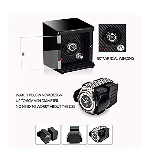 Single Watch Winder Fibra Carbono Reloj Único Automático de Motor Tranquilo Escaparate 5