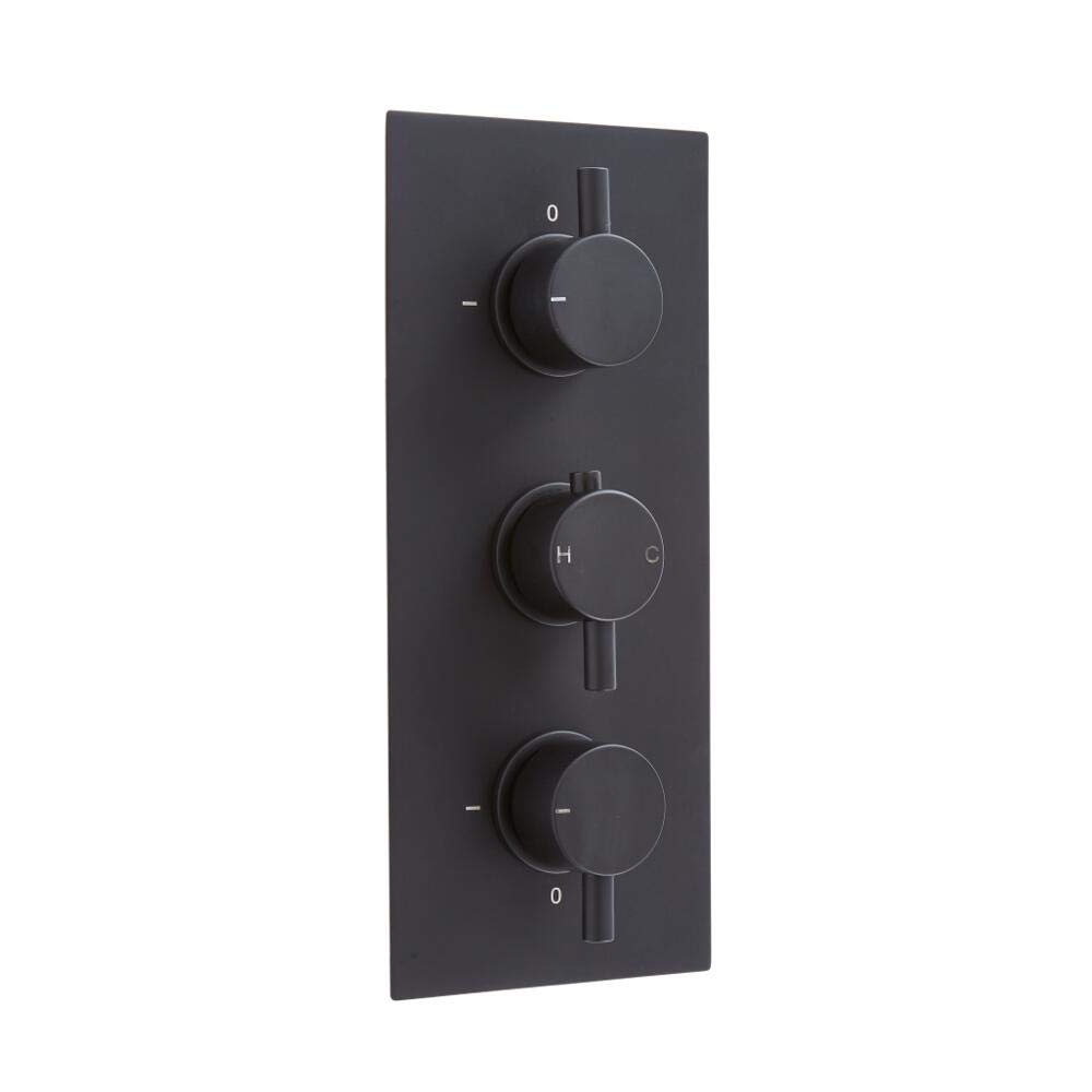 Milano Black Nero 3 Outlet Triple Diverter Thermostatic Mixer Shower Valve