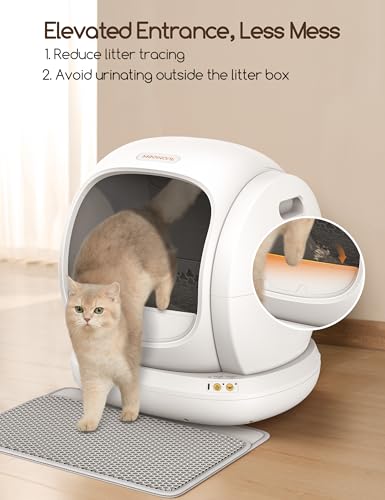 MeoWant Automatic Cat Litter Box, Large Opening Self Cleaning Litter Box with Safety Protection for Multiple Cats, App Control, Odor-Free, 75L Space, Yellow - Image 9