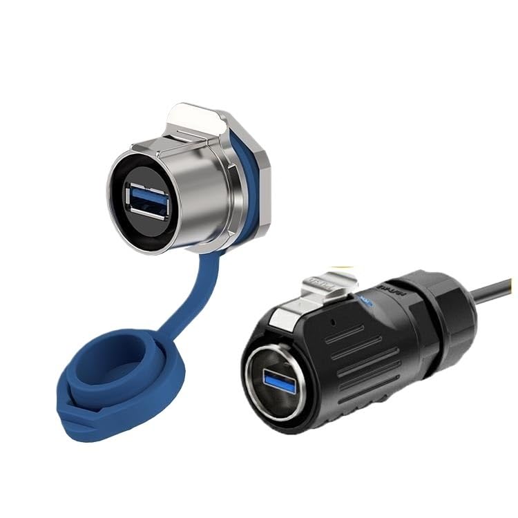 Industrial Waterproof Socket with Wire Male and Female Interface Transmission LP24 Type U3.0 Panel Data Connector .6 m line(EW LP24 USB3.0 Panel Set)