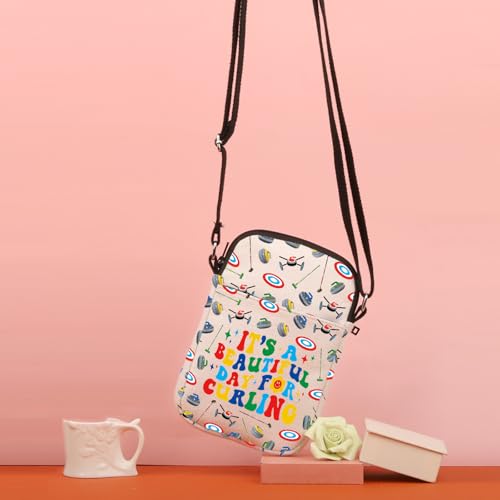 TSOTMO Cute Curling Gift It's a Beautiful Day for Curling Crossbody Bag Gift for Curling Fans Sport Lover Gift4
