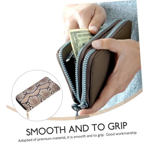 Beaupretty 1pc Snakeskin Pattern Women Wallet Pu Leather Clutch Purse with Zipper for Coins Bills and Cards Storage for Travel Shopping and Parties3