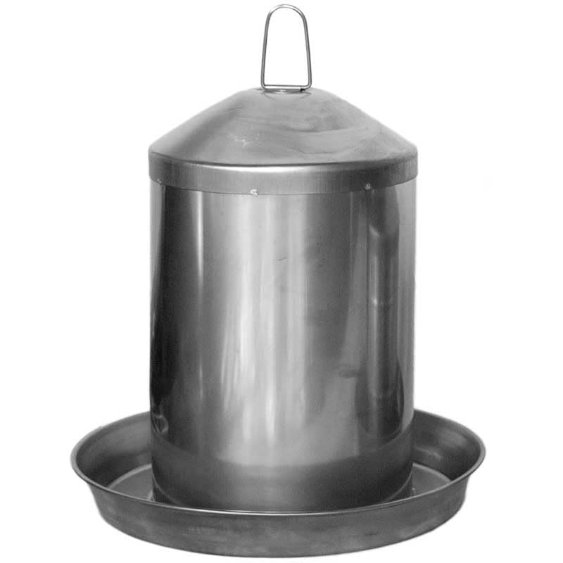 Suinga Bebedero para Gallinas Pollos 13L, Acero Inoxidable, sin BPA, sin Bordes peligrosos, Colgante, 36x35 cm, Gris