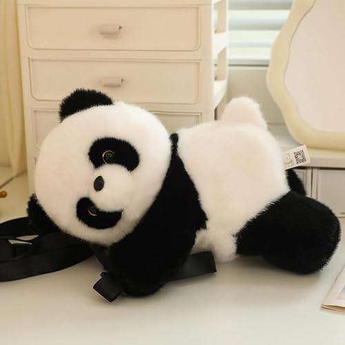 Mochila de peluche de panda rojo ajustable y suave para niños 5