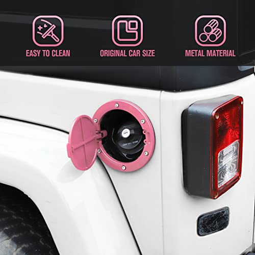 JeCar JK Fuel Filler Cover Gas Cap Aluminum Alloy Gas Tank Door Exterior Accessories for Jeep Wrangler 2007-2018 JK JKU, Pink by JeCar - Image 3